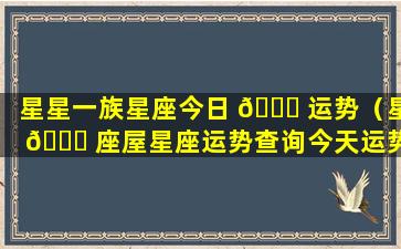 星星一族星座今日 🐋 运势（星 🐒 座屋星座运势查询今天运势）